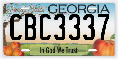 GA license plate CBC3337