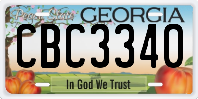 GA license plate CBC3340