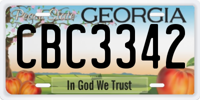 GA license plate CBC3342