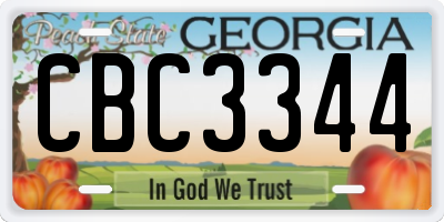 GA license plate CBC3344