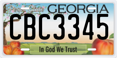 GA license plate CBC3345