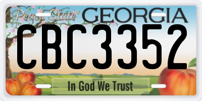 GA license plate CBC3352