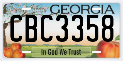 GA license plate CBC3358
