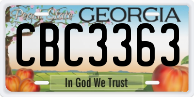 GA license plate CBC3363