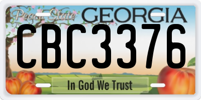 GA license plate CBC3376