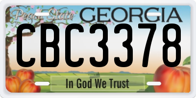 GA license plate CBC3378