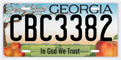 GA license plate CBC3382