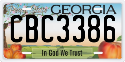 GA license plate CBC3386