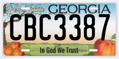 GA license plate CBC3387