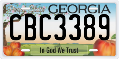 GA license plate CBC3389