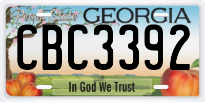 GA license plate CBC3392