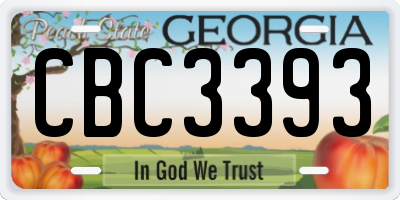 GA license plate CBC3393
