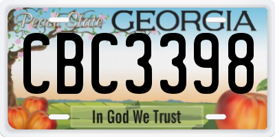 GA license plate CBC3398