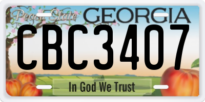 GA license plate CBC3407