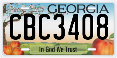 GA license plate CBC3408