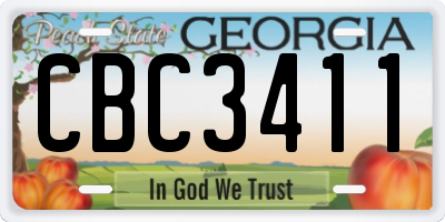 GA license plate CBC3411