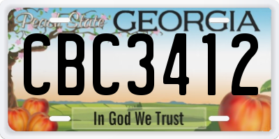 GA license plate CBC3412