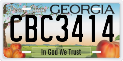 GA license plate CBC3414