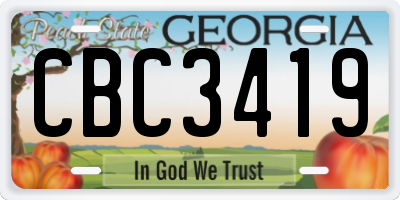 GA license plate CBC3419