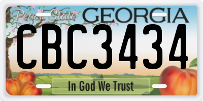 GA license plate CBC3434