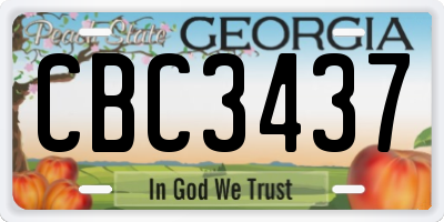 GA license plate CBC3437
