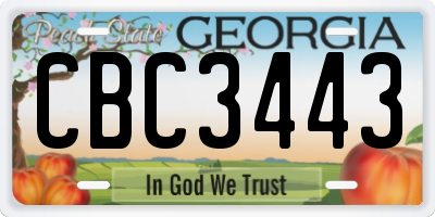 GA license plate CBC3443