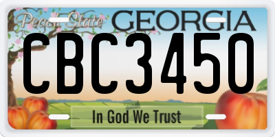 GA license plate CBC3450