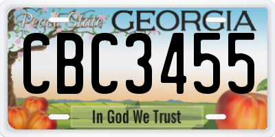 GA license plate CBC3455