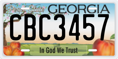 GA license plate CBC3457