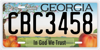 GA license plate CBC3458