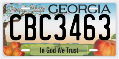 GA license plate CBC3463
