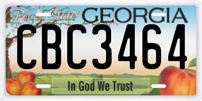 GA license plate CBC3464