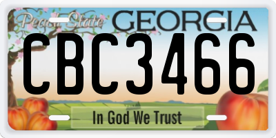 GA license plate CBC3466