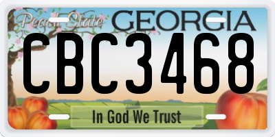 GA license plate CBC3468