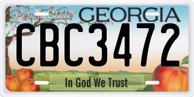 GA license plate CBC3472