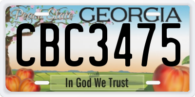 GA license plate CBC3475