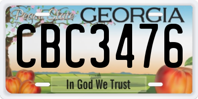 GA license plate CBC3476