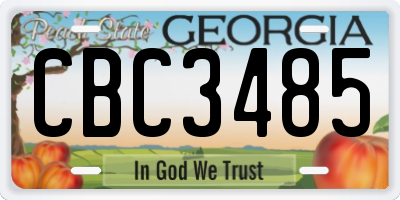 GA license plate CBC3485