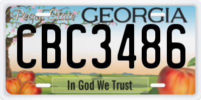 GA license plate CBC3486