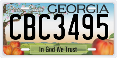 GA license plate CBC3495