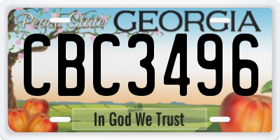 GA license plate CBC3496