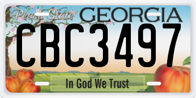 GA license plate CBC3497