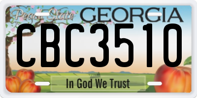GA license plate CBC3510