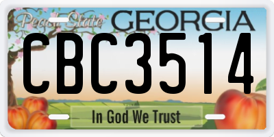 GA license plate CBC3514