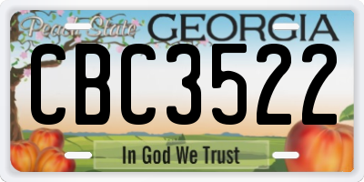GA license plate CBC3522