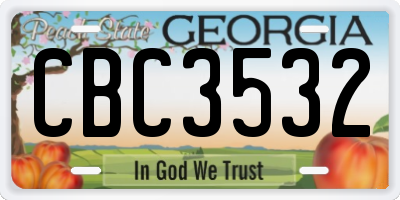 GA license plate CBC3532