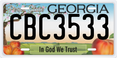 GA license plate CBC3533