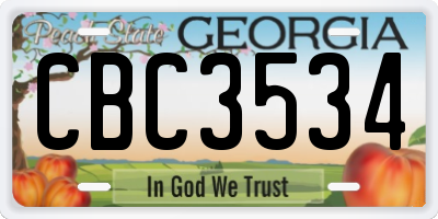 GA license plate CBC3534