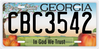 GA license plate CBC3542