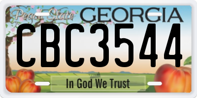 GA license plate CBC3544